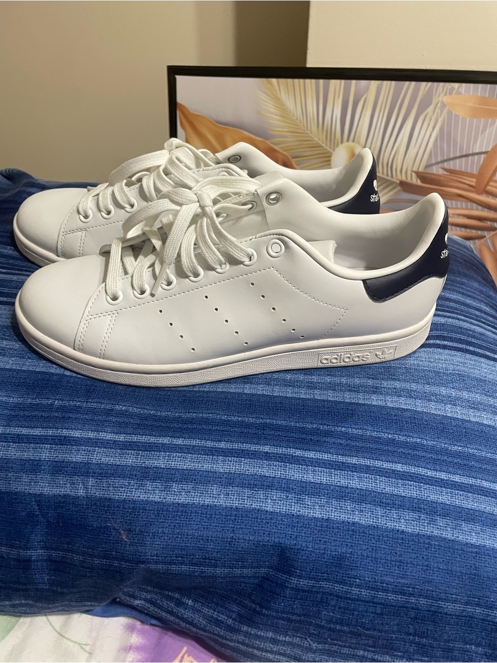 adidas White Sneakers with Navy Heel Tab for Men